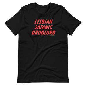 Lesbian Satanic Druglord QueerTeez He/Him Short-Sleeve T-Shirt