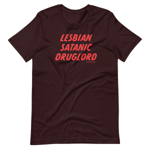 Lesbian Satanic Druglord QueerTeez He/Him Short-Sleeve T-Shirt